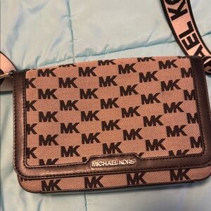 Michael Kors Black and Tan Logo Shoulder Bag